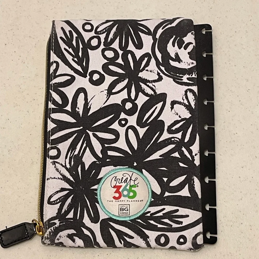 Create 365 Black Floral Canvas Pencil Case Insert ~ Fits Discbound Systems